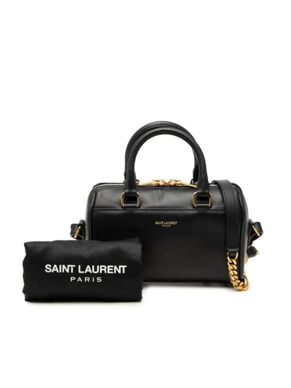 Saint Laurent Baby Duffle Mini Chain 2-Way Shoulder Bag Black Leather